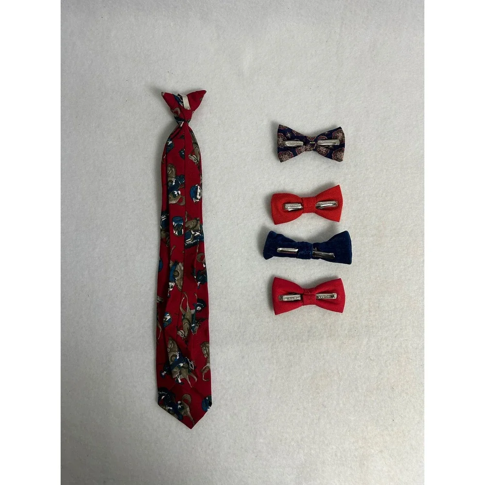 Westerncore Royal Kids OS‎ Red Navy Cowboy Print Necktie and 4 Bow Tie Set